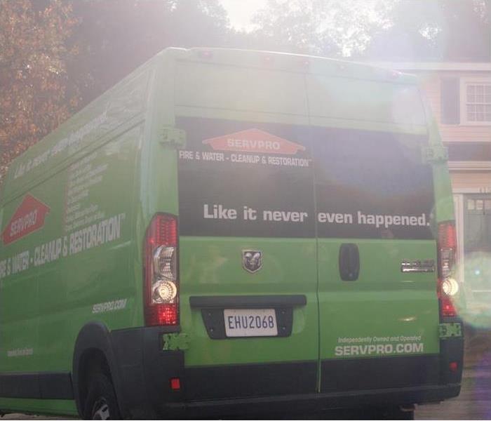 Back of a SERVPRO truck